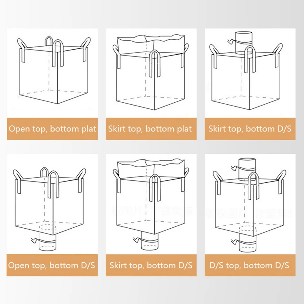 Tubular 1000kg Super Sack U-Panel 1200kg Jumbo Bag FIBC Baffle Bulk Bag 1.5ton Big Bag